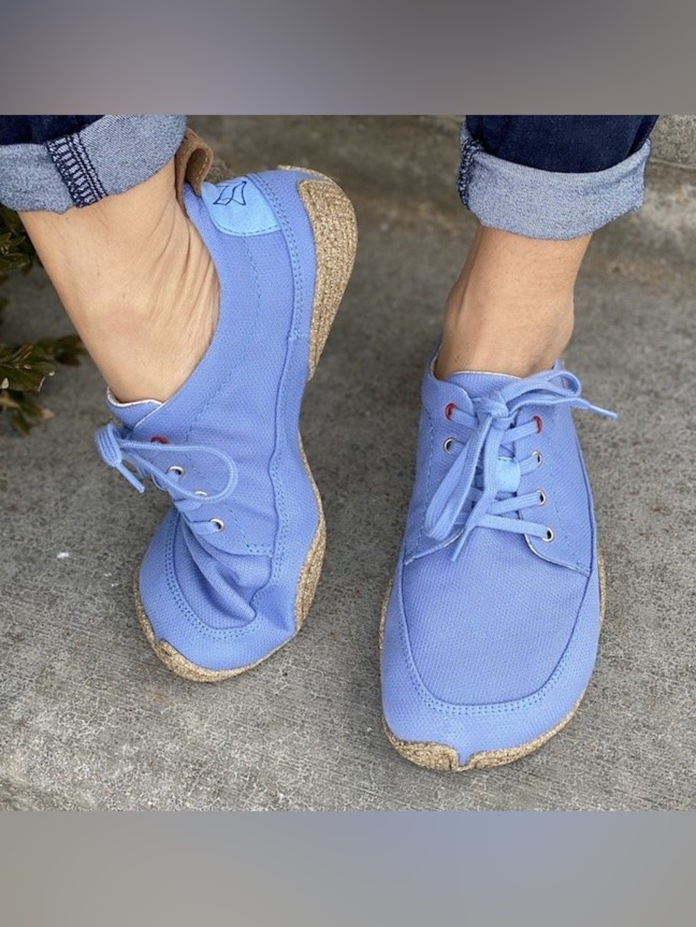 NWOT Wildling Kul minimalist shoes periwinkle blue organic cotton linen barefoot